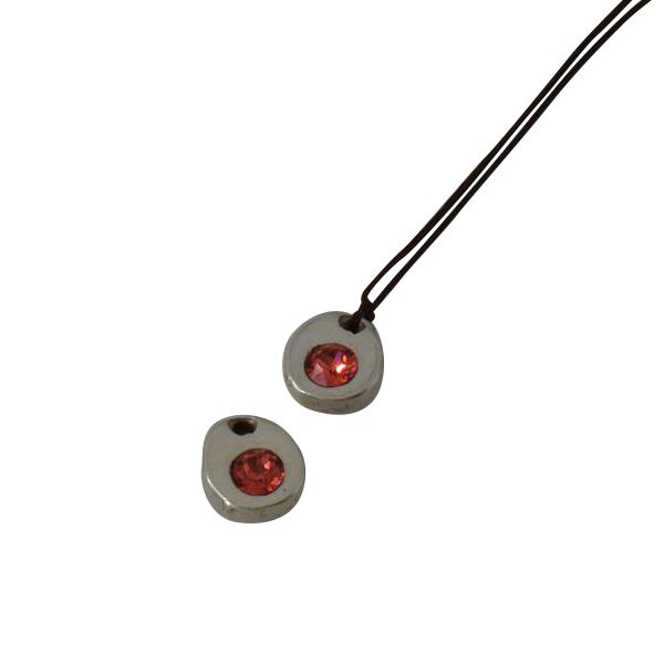 Swarovski pendant 9x8x5mm. Silver-padparadcha. Int.1.2mm