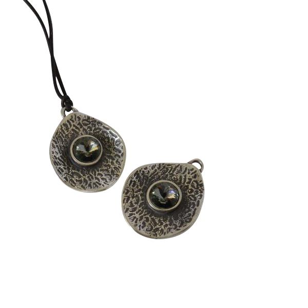 Swarovski and metal pendant 27x23mm.Silver-Black Diamond.Inn.3x2.5mm