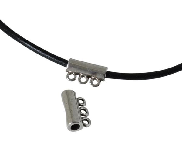 Tube slider with 3 rings 19x8mm. Silver. Inn.5mm